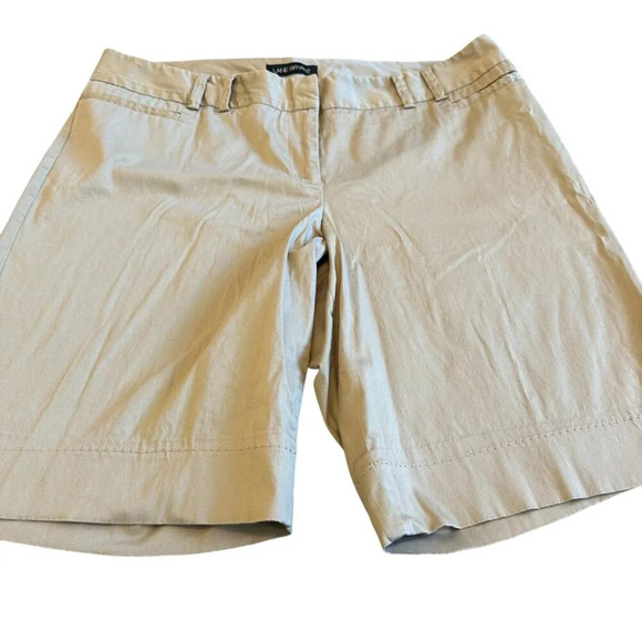 Lane Bryant Khaki Bermuda Shorts Flat Front Casual Cotton Size 16 Women's - Picture 5 of 9